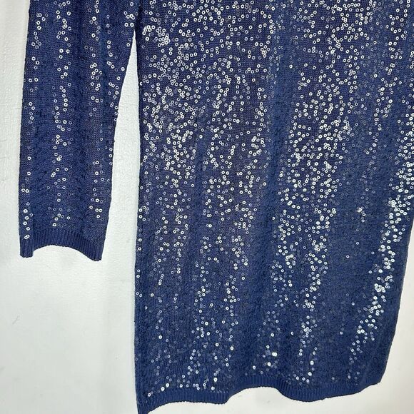 Chan Luu Blue All Over Sequin Long Sleeve Sweater Pullover Woman’s Medium EUC - Picture 3 of 11